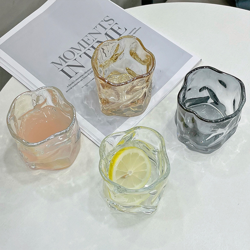 hot-selling twisted cup household high-looking cold water cup special-shaped glass cup bar whiskey tea coffee cup water cup