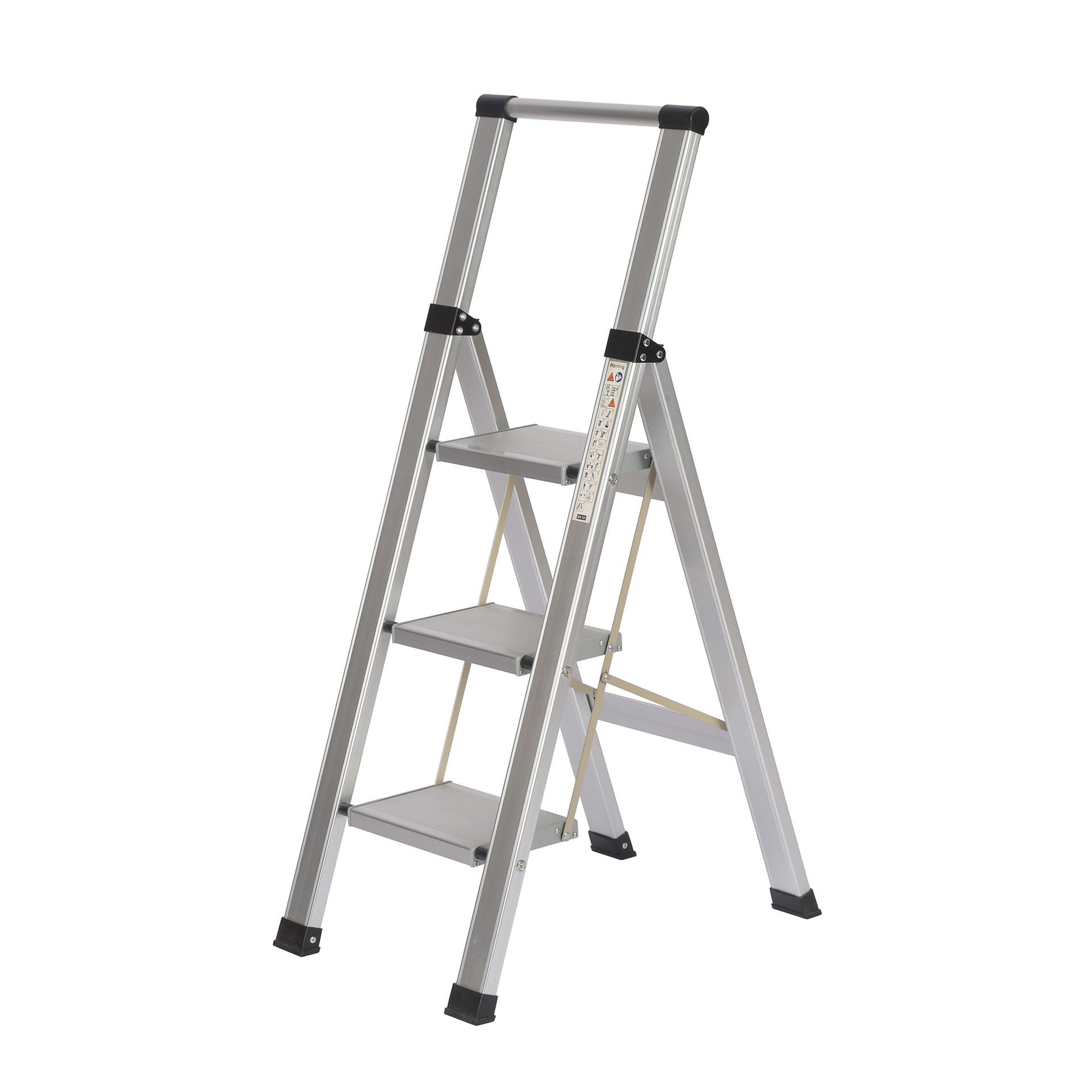 高档三步白色低扶手家用折叠梯家用梯人字梯三个大踏板钢管梯¥69