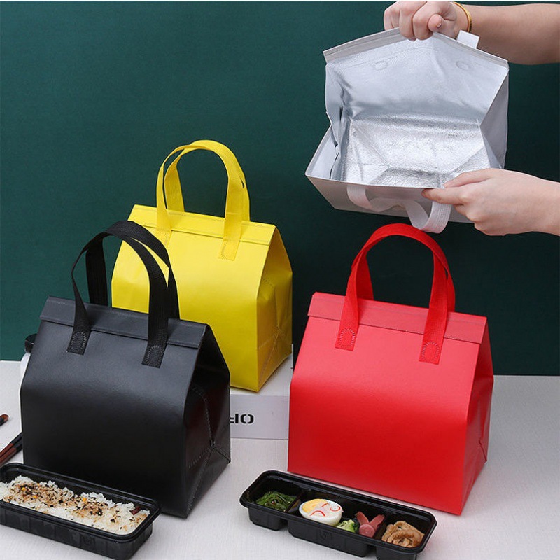 无纺布保温袋加厚铝箔保温外卖自粘打包袋餐饮美团包装袋可印logo