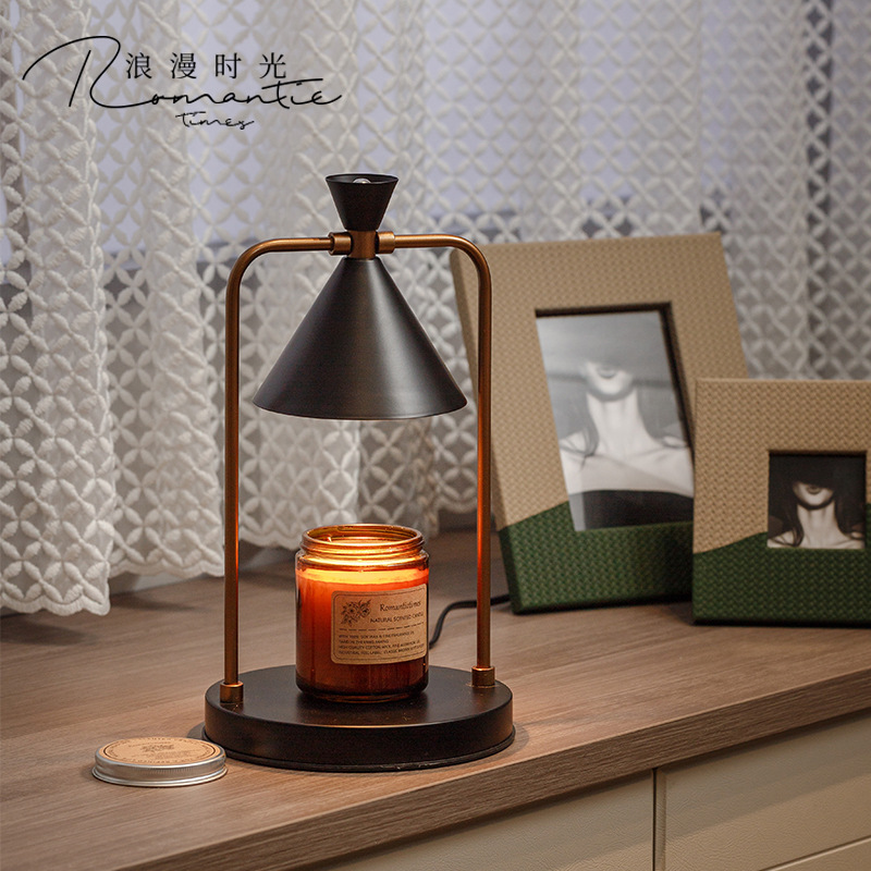 Retro Fire-Free Fragrance Lamp Atmosphere Wax Melting Lamp Candlestick Candle Melting Lamp Smoke-Free Thermostat Bedroom Table Lamp Small Night Lamp Customization