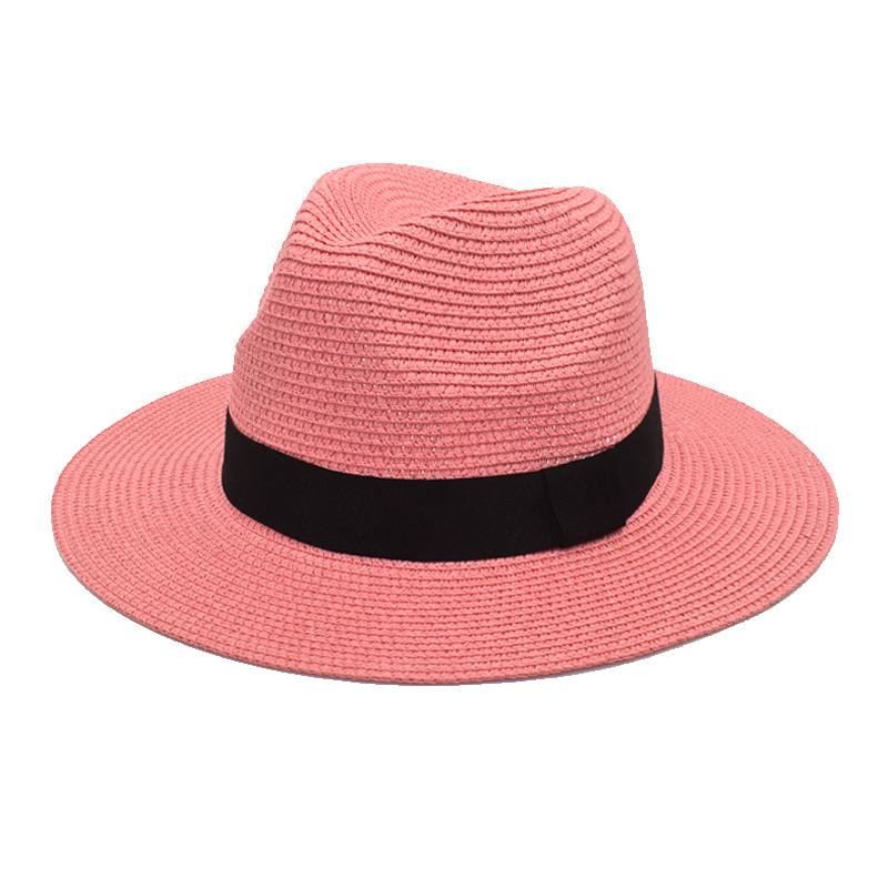 New Summer Hat Straw Panama Straw Hat British Style Top Hat Boy and Girl Sunshade Fashion Sun-Proof Beach Hat