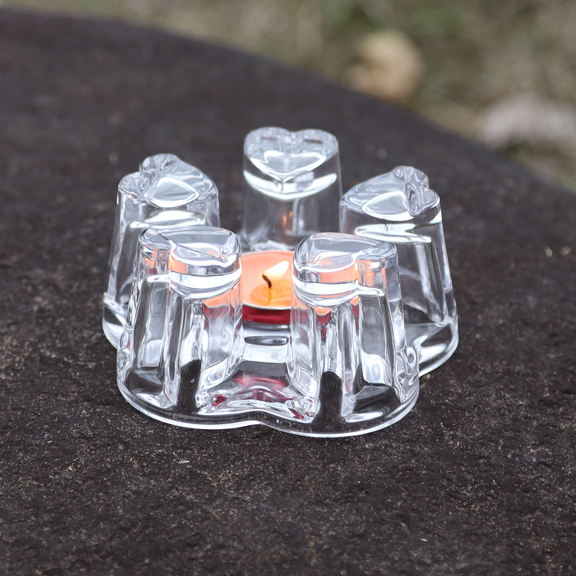 水晶玻璃加热底座心形蜡烛烛台透明保温茶座暖茶器香薰玻璃蜡台