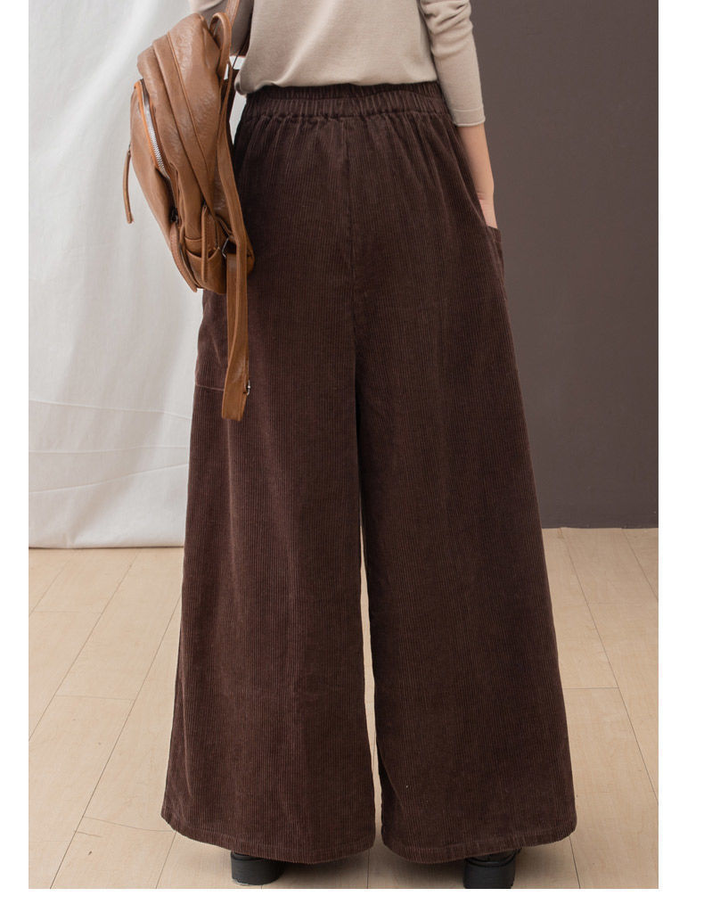 灯芯绒阔腿裤女秋冬季文艺百搭高腰垂感宽松显瘦休闲时尚大脚裤女