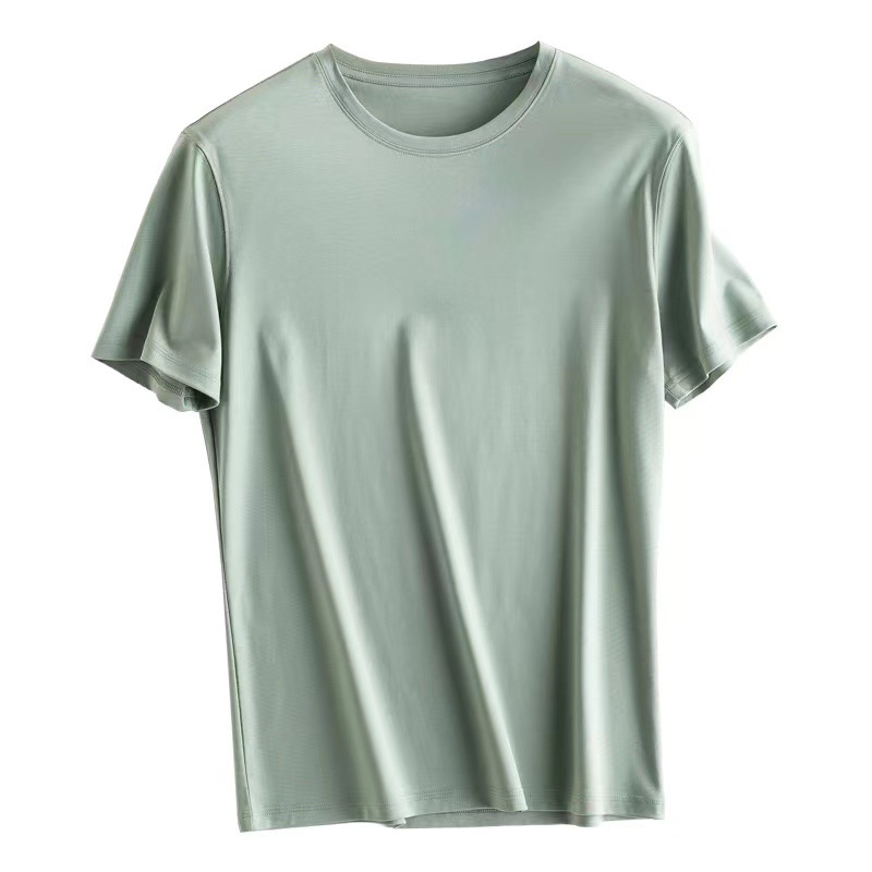 Silkworm Mercerized Cotton Short Sleeve Wholesale Loose and Simple Men's round Neck T-shirt Women's 2023 Summer New Solid Color Top