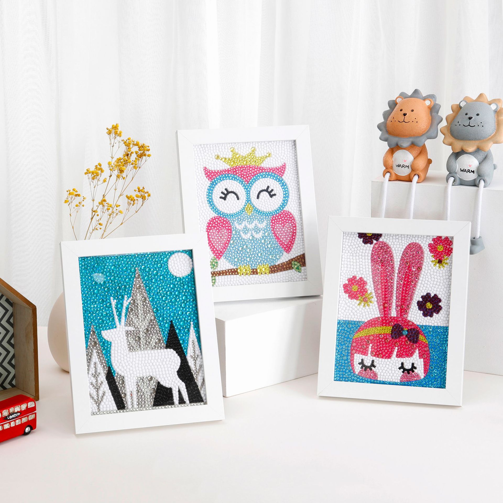 厂家直销跨境带框儿童钻石贴画 小学生手工diy制作女孩幼儿园礼物