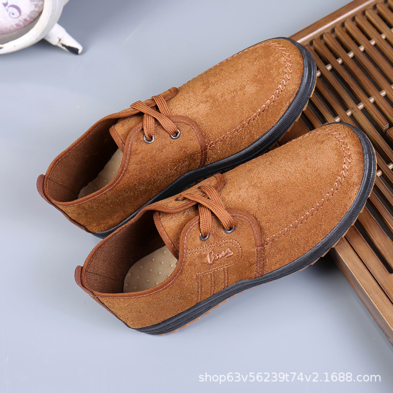 Old Beijing Cloth Shoes Spring and Summer Tendon Bottom Work Shoes Middle-Aged and Elderly Soft Bottom Men's Casual Shoes Breathable Canvas Stall Supply