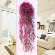 花壁挂假花装饰客厅墙上吊篮塑料花藤绿植吊兰卧室遮挡墙挂饰