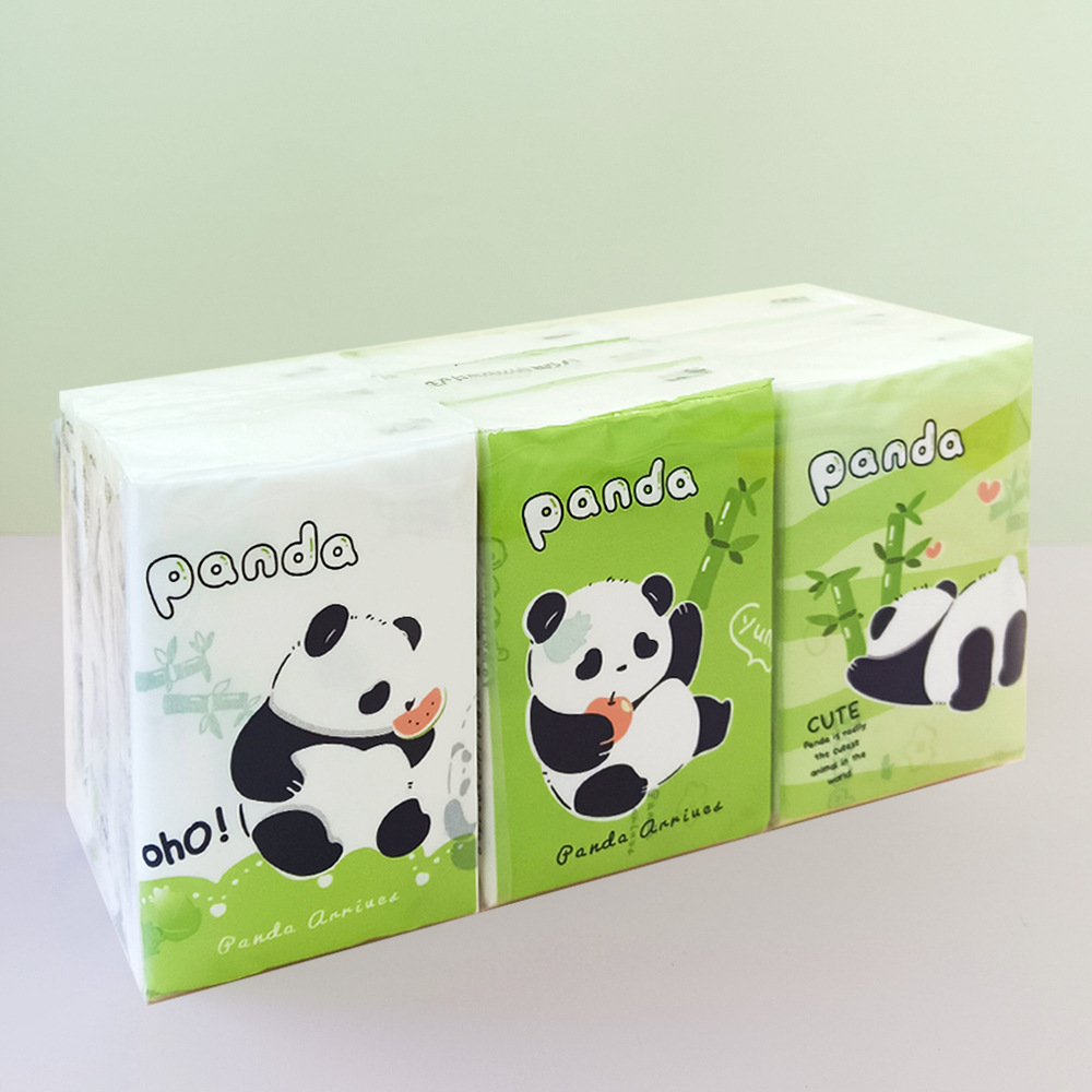 时尚熊猫小包纸巾手帕纸小包印花纸巾便携式抽纸巾学生小包面巾纸