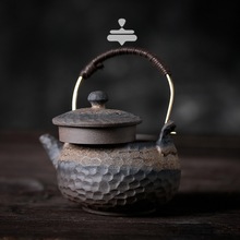［提梁茶壶多选］粗陶锤纹手工国风石纹复古陶瓷功夫茶具泡茶单壶