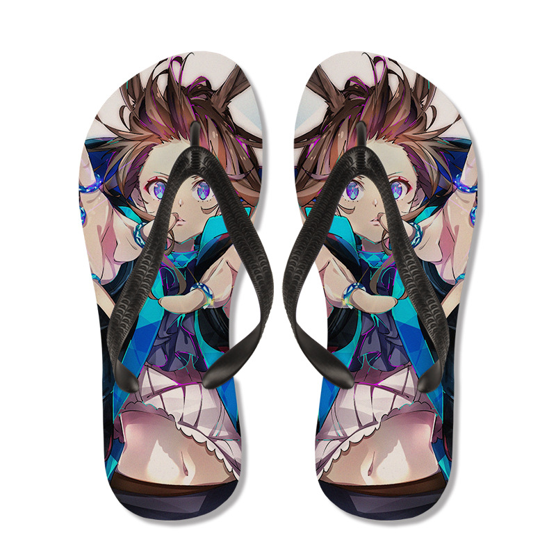 动漫拖鞋定制二次元周边夏季男女夹脚人字拖沙滩凉鞋来图定制批发