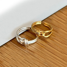 双层缠绕绳结戒指 简约时尚设计创意线条打结开口指环电商货源