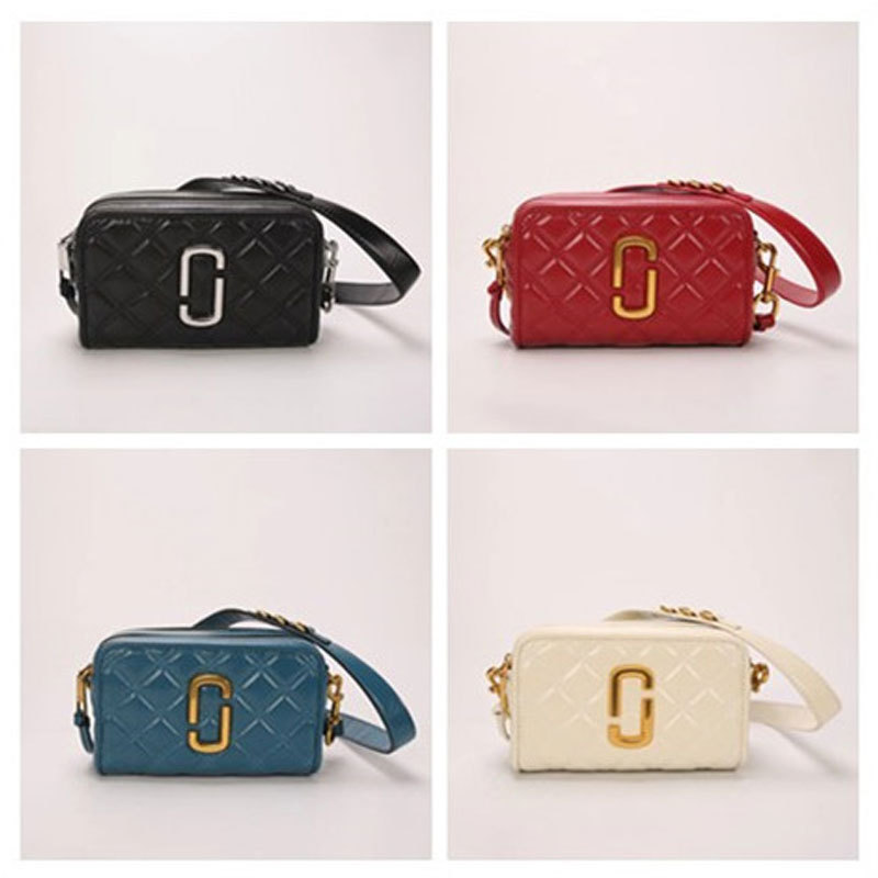 mj欧美新款菱格羊皮相机包单肩斜挎小方包双拉链时尚百搭真皮女包