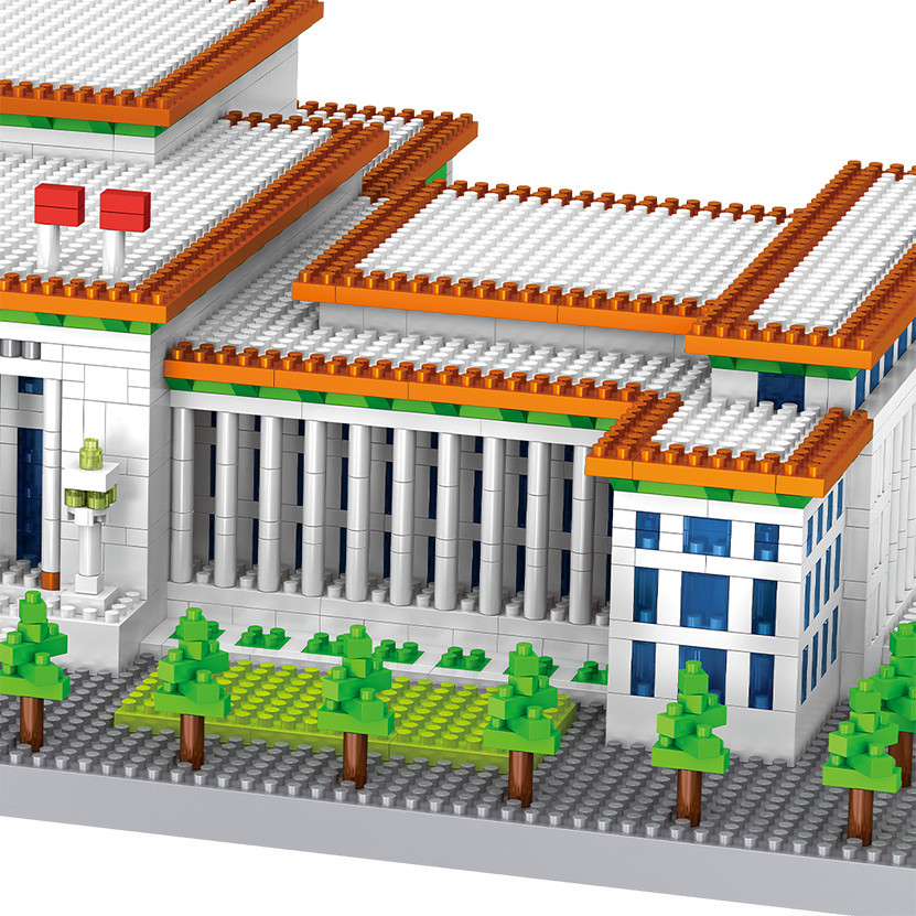 乐子lz8186人民大会堂钻石小颗积木建筑模型 爱国礼品 跨境亚马逊