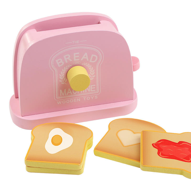 儿童过家家厨房玩具仿真面包机木制厨房仿真小家电发声益智玩具