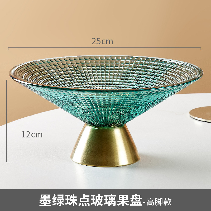 Affordable Luxury Style Glass Fruit Plate Living Room Home Tea Table 2022 New Tray High-End Elegant Candy Snack Ornaments