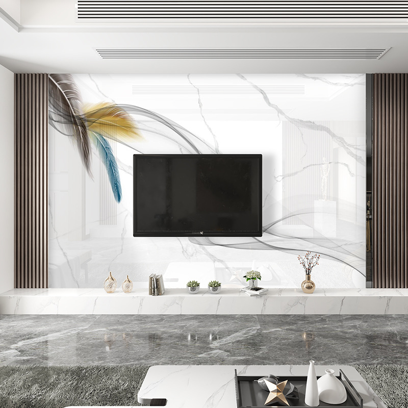 佛山岩板大板电视背景墙1200x2400大理石客厅沙发瓷砖背景墙厂家