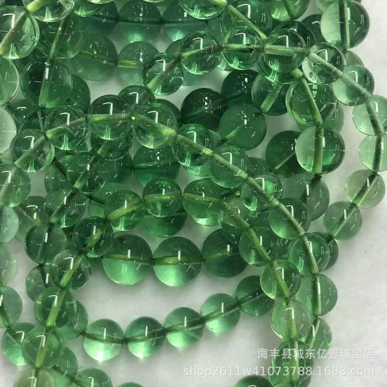 天然绿莹石手串 绿色萤石散珠diy配件 萤石手链 广东可塘水晶批发