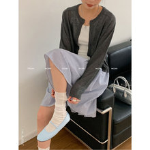 杜小宅韩系温柔亚麻冰丝针织衫春夏防晒开衫宽松微透短款长袖上衣