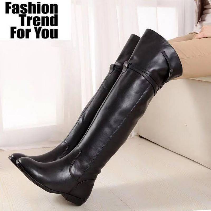 全过膝长靴子女2022新款秋冬季平底平跟女靴子低跟长筒靴-阿里巴巴