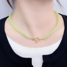 新中式国风OT扣项链轻奢小众高级感串珠锁骨链玻璃珠金属珠饰品