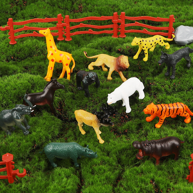Cross-Border Animal Model Simulation Solid Plastic Wild Tiger Lion Rhinoceros Giraffe Elephant Toy Generation