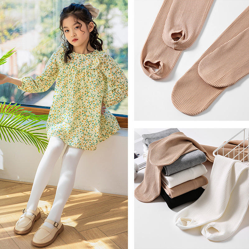 儿童连裤袜女童打底裤春秋薄款外穿洋气宝宝棉质外穿踩脚袜中童袜