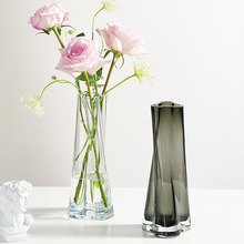 高级感花瓶玻璃透明水养鲜花玫瑰插花摆件客厅小口不规则创意北欧