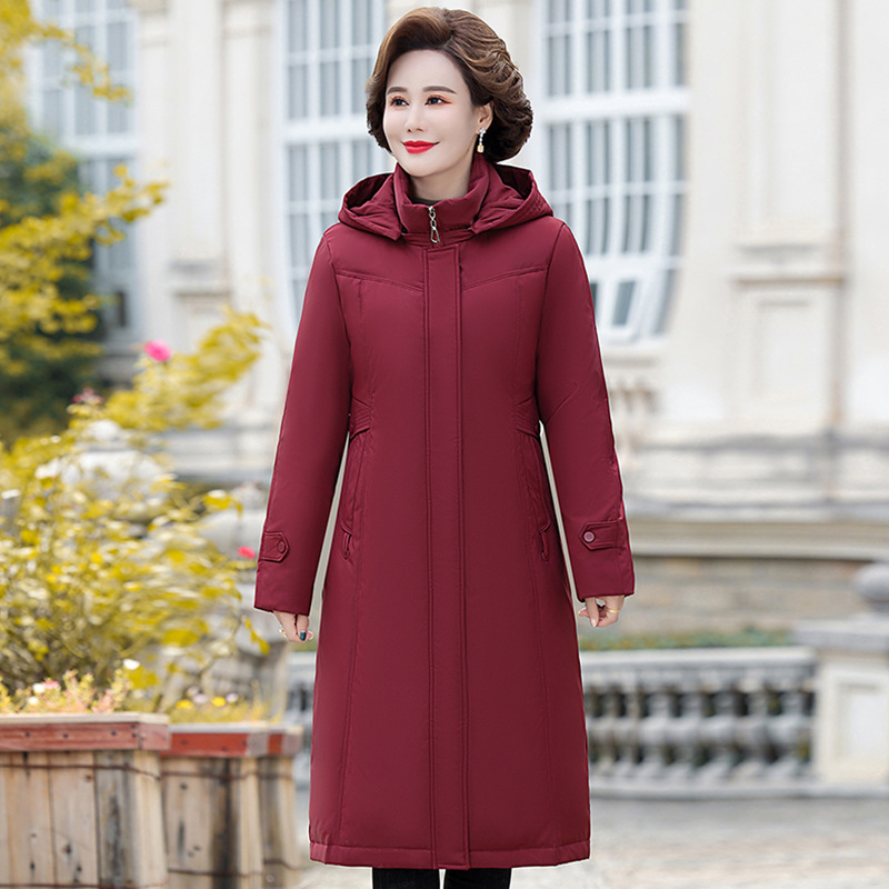 2023冬季新款正品牌羽绒服女中长款加厚保暖中老年妈妈装外套
