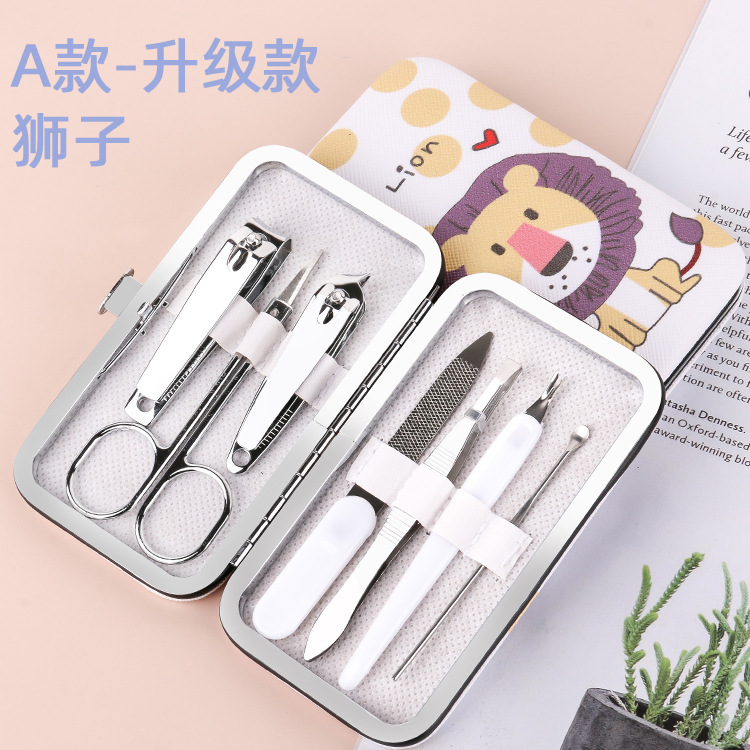 Creative Trending Cartoon 7-Piece Set Nail Clippers Manufacturers Portable Manicure Manicure Implement Household Nail Scissor Set