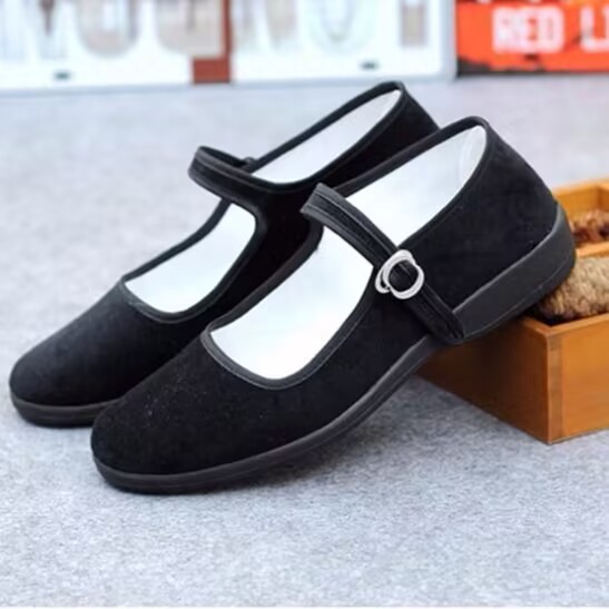 Spring New Old Beijing Cloth Shoes Women's Shoes Ceremonial Shoes Pumps Comfortable Breathable Buckle Work Shoes Non-Slip Soft Bottom