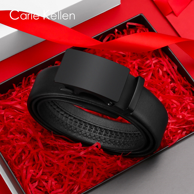 carlekellen皮带男士真皮自动扣腰带潮年轻人商务休闲裤带礼盒装