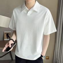 短袖t恤男polo衫高级感夏季潮流日系复古宽松美式有领半袖