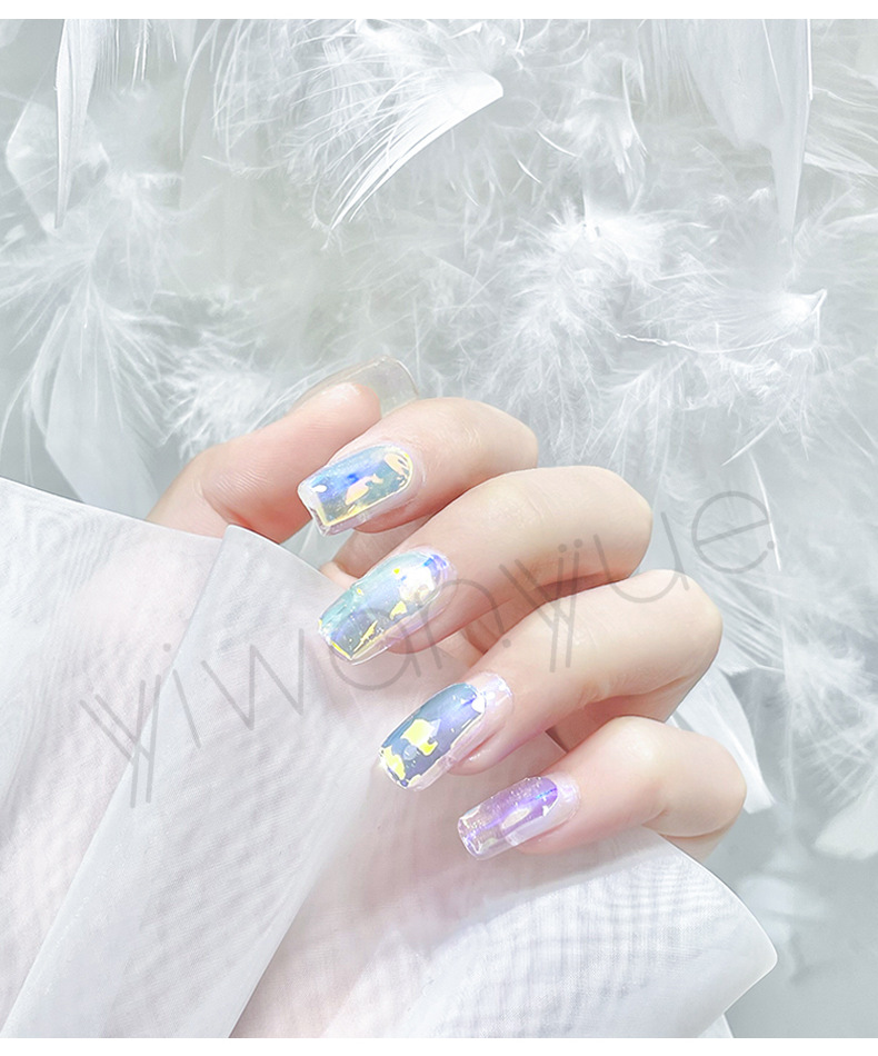 冰块美甲2021年网红同款流行极光玻璃纸七彩镭射魔幻糖果纸装饰品