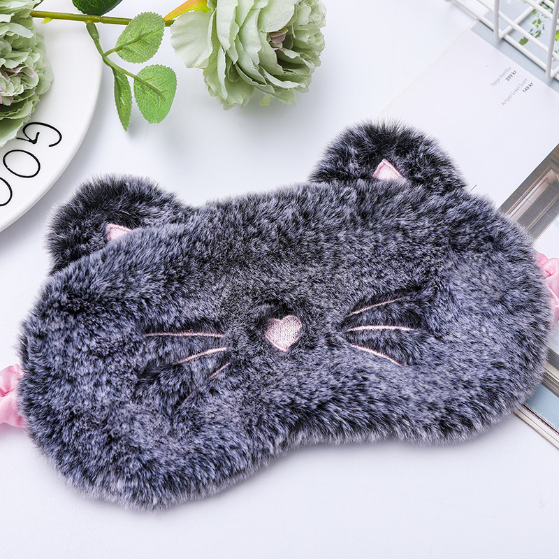 New Plush Cute Cartoon Sleep Eye Mask 3d Colorful Cat Eye Mask Travel Lunch Break Shading Eye Mask Ice Pack