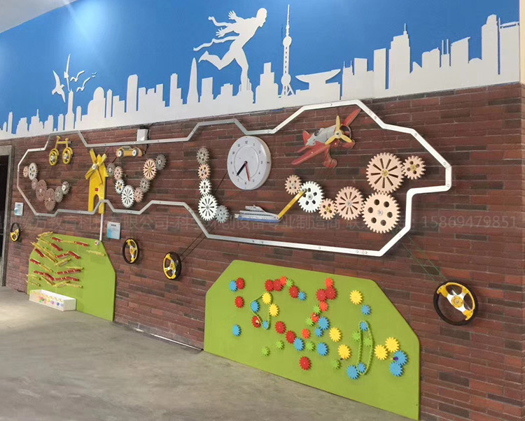 幼儿园科学环创墙面装饰 齿轮演示 科学实验室探索发现 机械齿轮