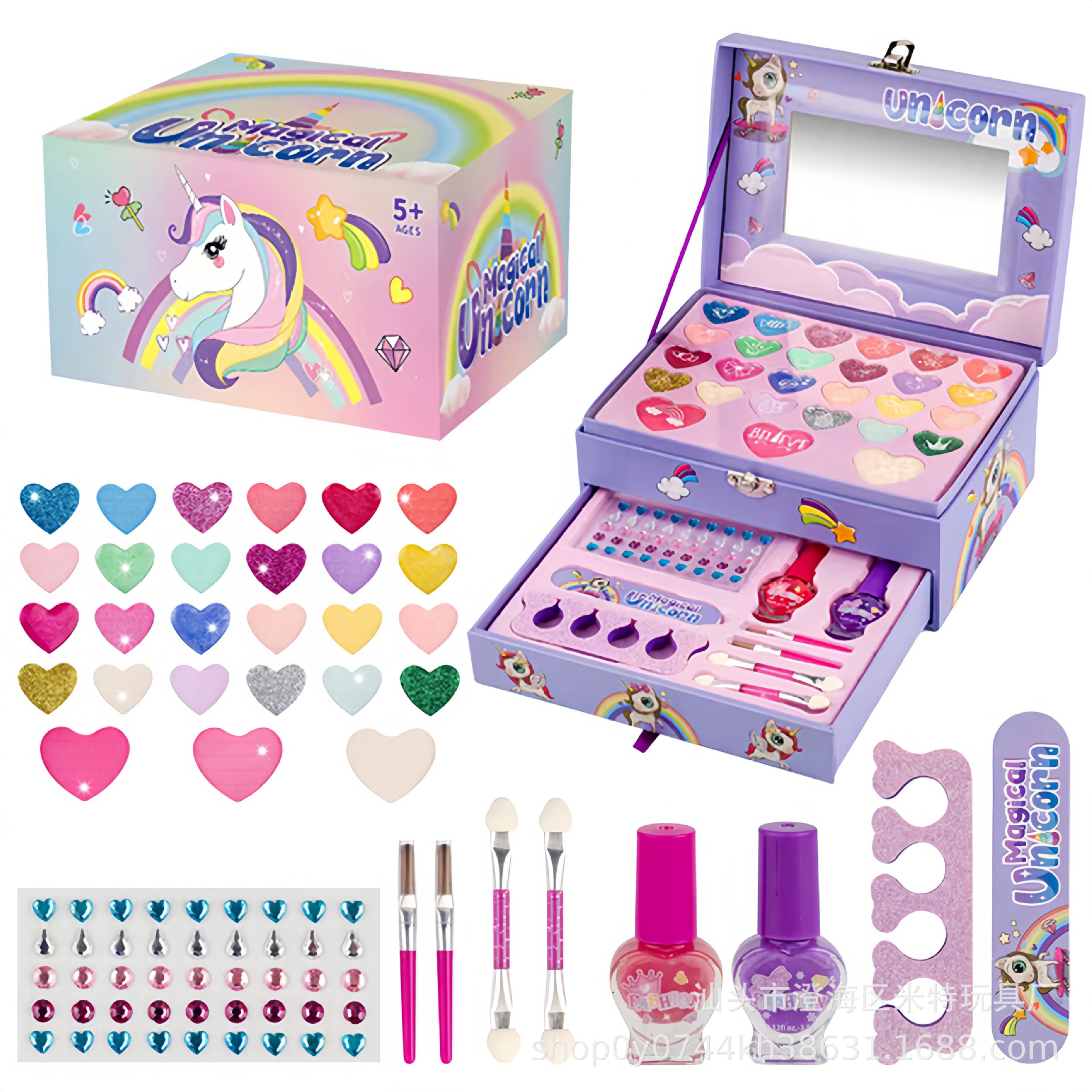 Cross-Border Children's Cosmetics Princess Portable Makeup Kit Toy Set Girls' Beauty Eye Shadow Washable Amazon