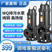 上海人民污水泵380v立式无堵塞排污泵三相潜地下室提升泵抽粪泵