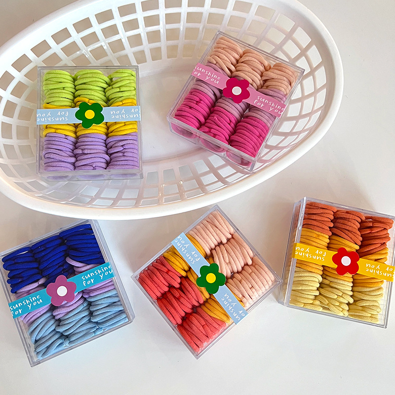 90 Pcs Candy-Colored Thumb Ring High Elasticity Does Not Hurt Hair Rubber Band Children Hair Tie Hair Rope Korean Style Baby Hair Accessories