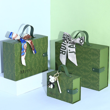 手提礼盒绿色抽屉盒礼物盒结婚伴娘伴手礼喜糖盒子礼品盒包装礼盒