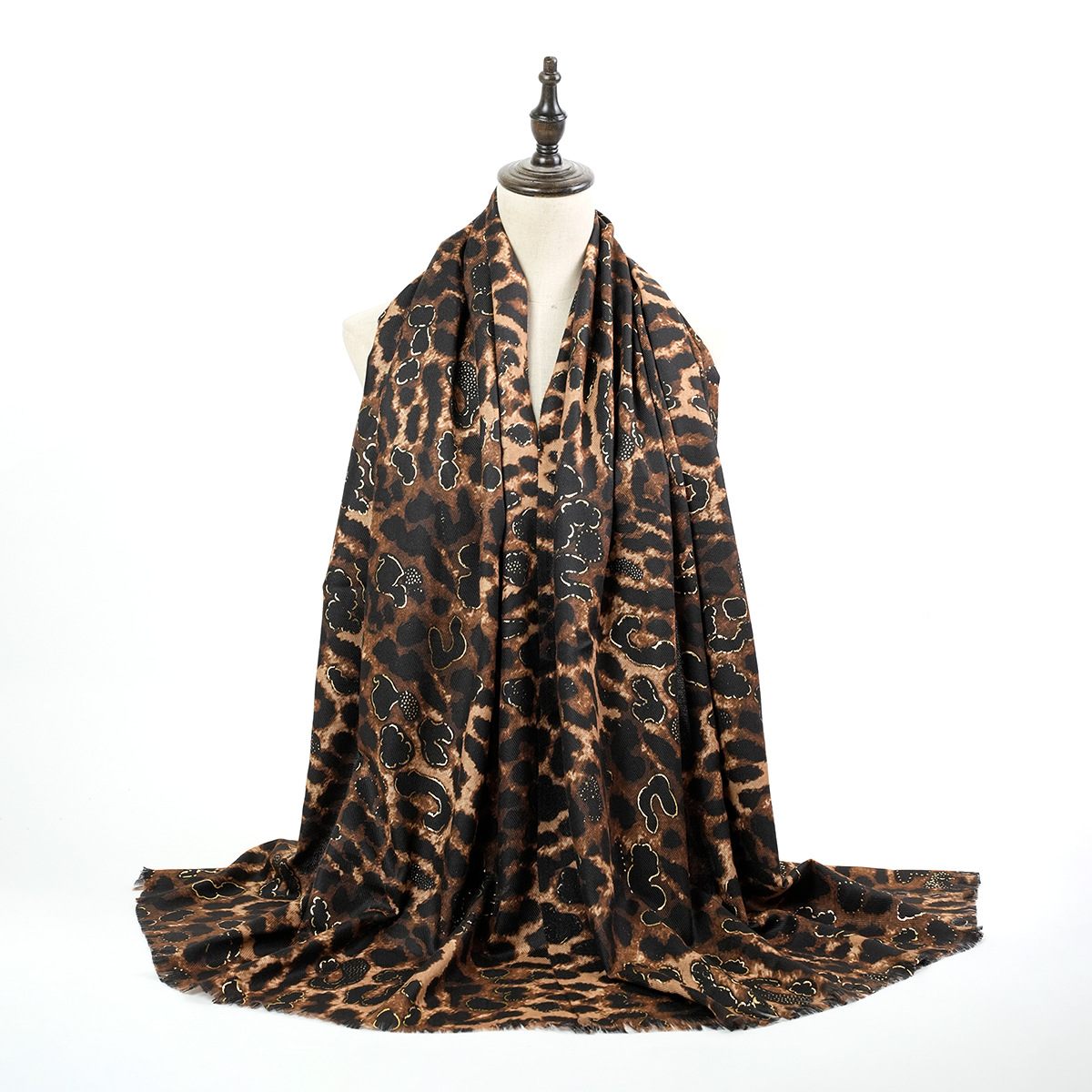 2023 New Exclusive for Cross-Border Casual Cashmere Double-Sided Digital Printing Shawl Women's Leopard Print Bronzing Scarf