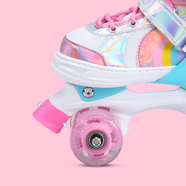 飞乐溜冰鞋新款儿童全闪双轮轮滑鞋pp珍珠内胆不磨脚初学者溜冰鞋
