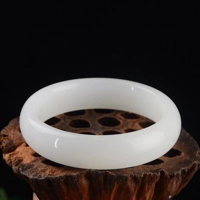 白玉镯手镯 阿富汗白玉手镯 和田玉青白色玉镯江湖地摊玉器礼品