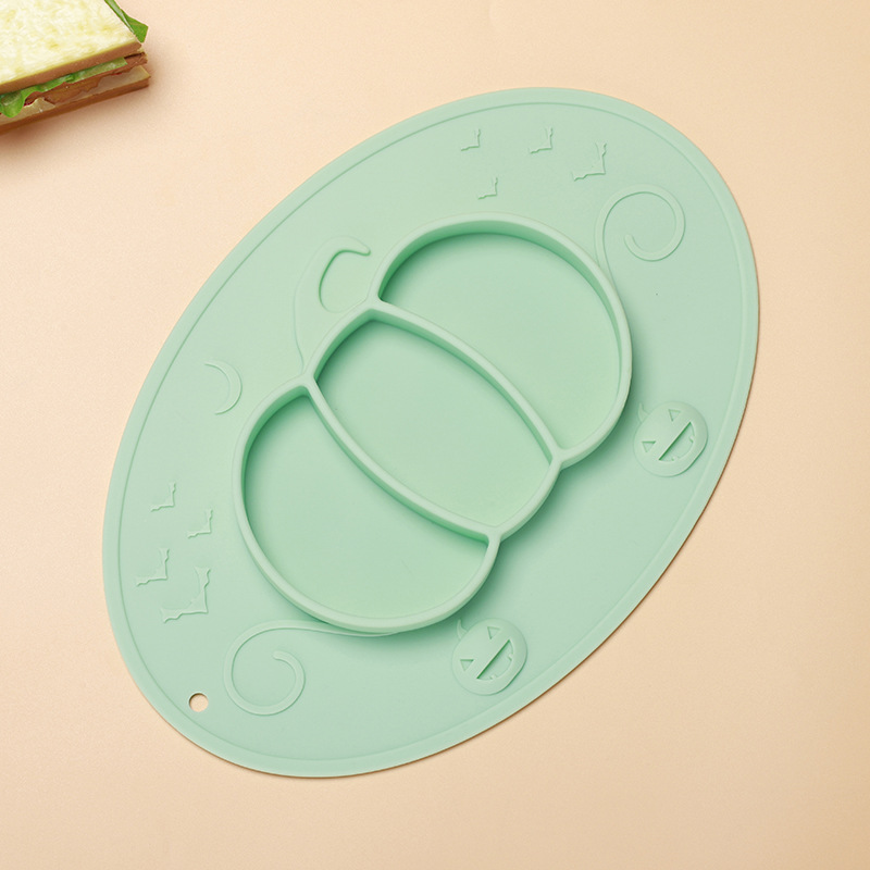 Popular Silicone Pumpkin Children's Dinner Plate Baby Separated Cartoon Supplementary Food Box Easy to Clean Placemat Drop-Resistant Training Tableware