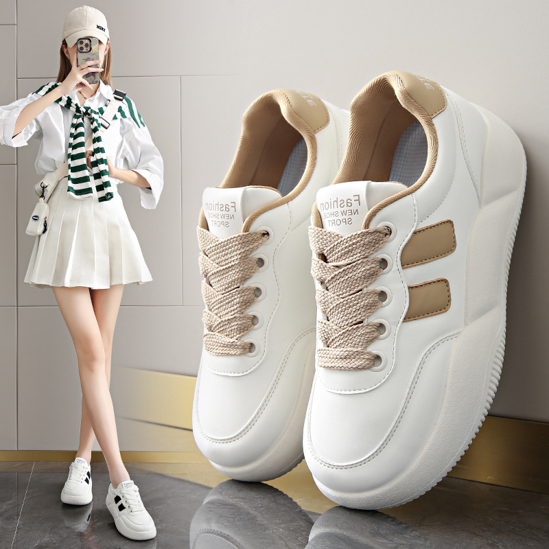 2024 spring white shoes new korean style ins women‘s platform sports board shoes casual shoes xq-f358