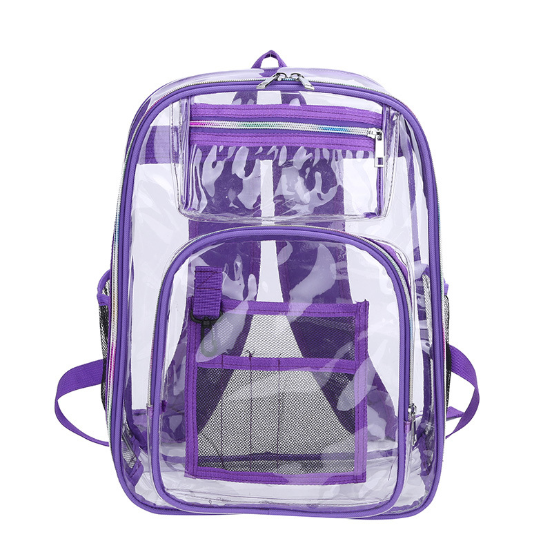 Cross-Border Transparent Backpack Men's Summer Large Capacity PVC Plastic Jelly Swimming Trip Backpack Waterproof Schoolbag Fashion