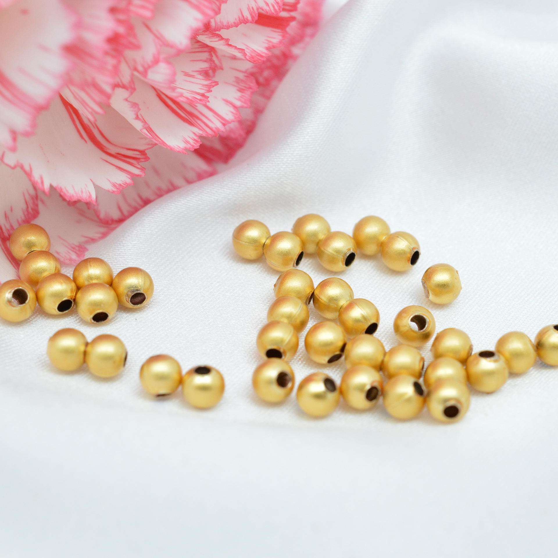 古法沙金小金珠保色光面圆珠 散珠 diy珍珠手链制作隔 珠转运珠