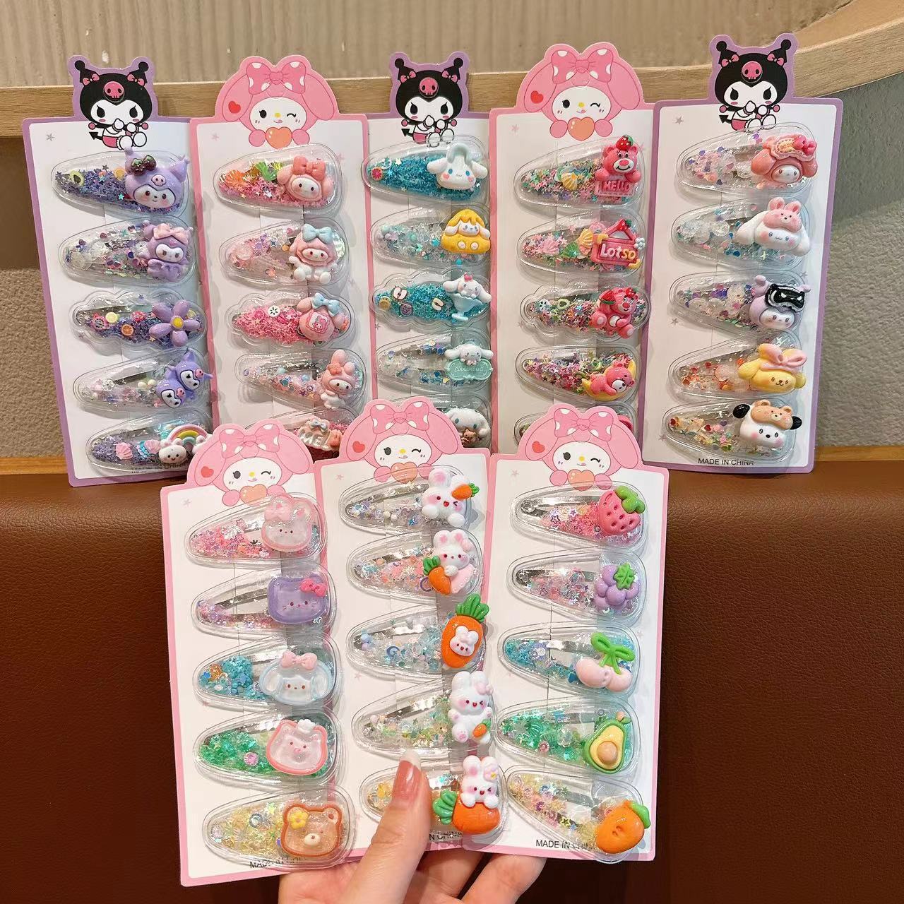 新款儿童流沙发夹可爱宝宝刘海碎卡通发夹甜美小女孩发卡头饰发饰