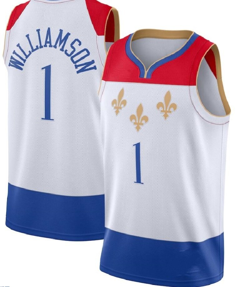 nba球衣 鹈鹕队1#锡安刺绣篮球服 pelicans jersey