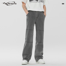 GTS丨磨白设计感美式牛仔裤2024春夏复古水洗重工潮牌直筒牛仔裤
