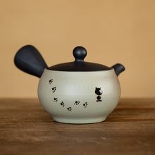 日本进口常滑烧小清新陶瓷侧把壶日式田园风茶壶手工梅花猫咪急须